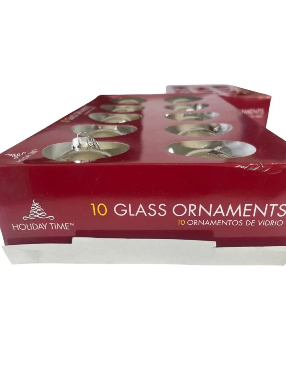 Holiday Time 10 Silver Glass Ornaments Christmas Tree Decoration